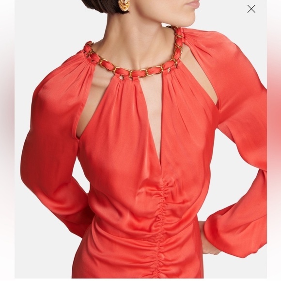 NWOT Veronica Beard Fayla Chain-Detail Dress in Watermelon sz 8 - Picture 2 of 11